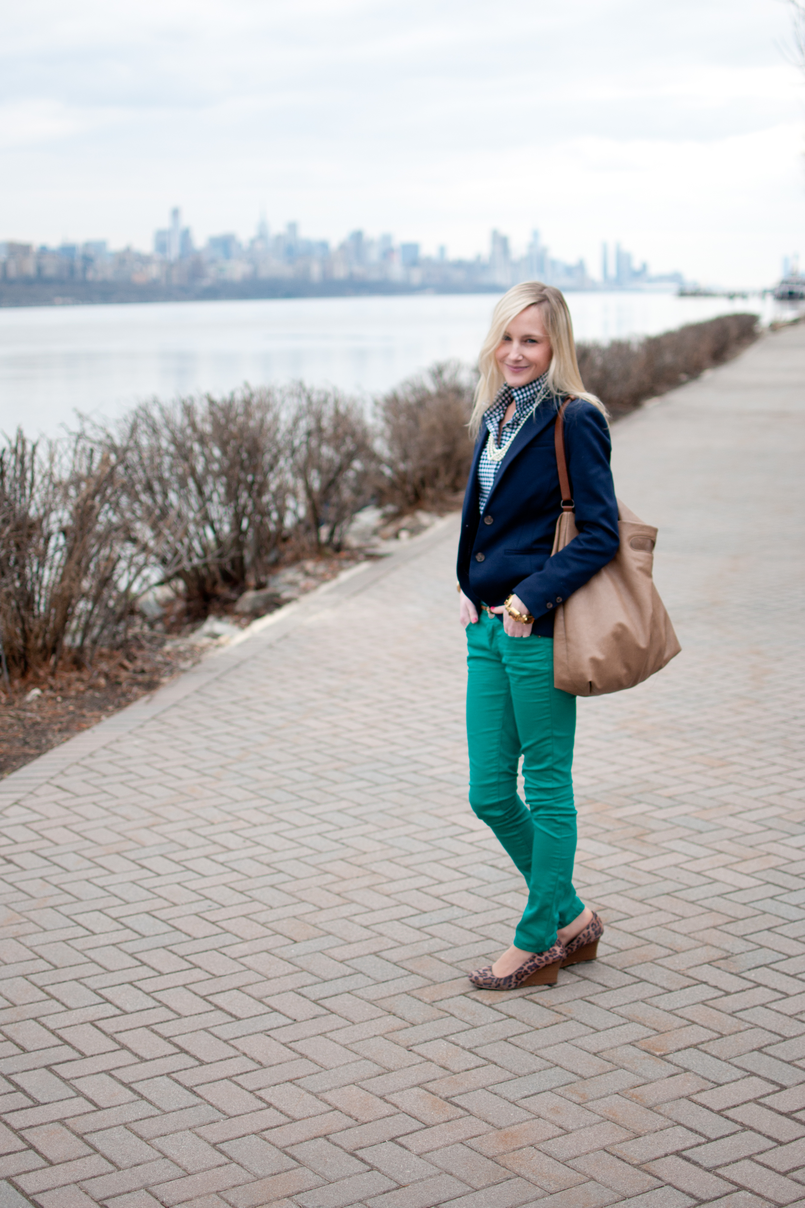 Navy Gingham Button-Down Shirt