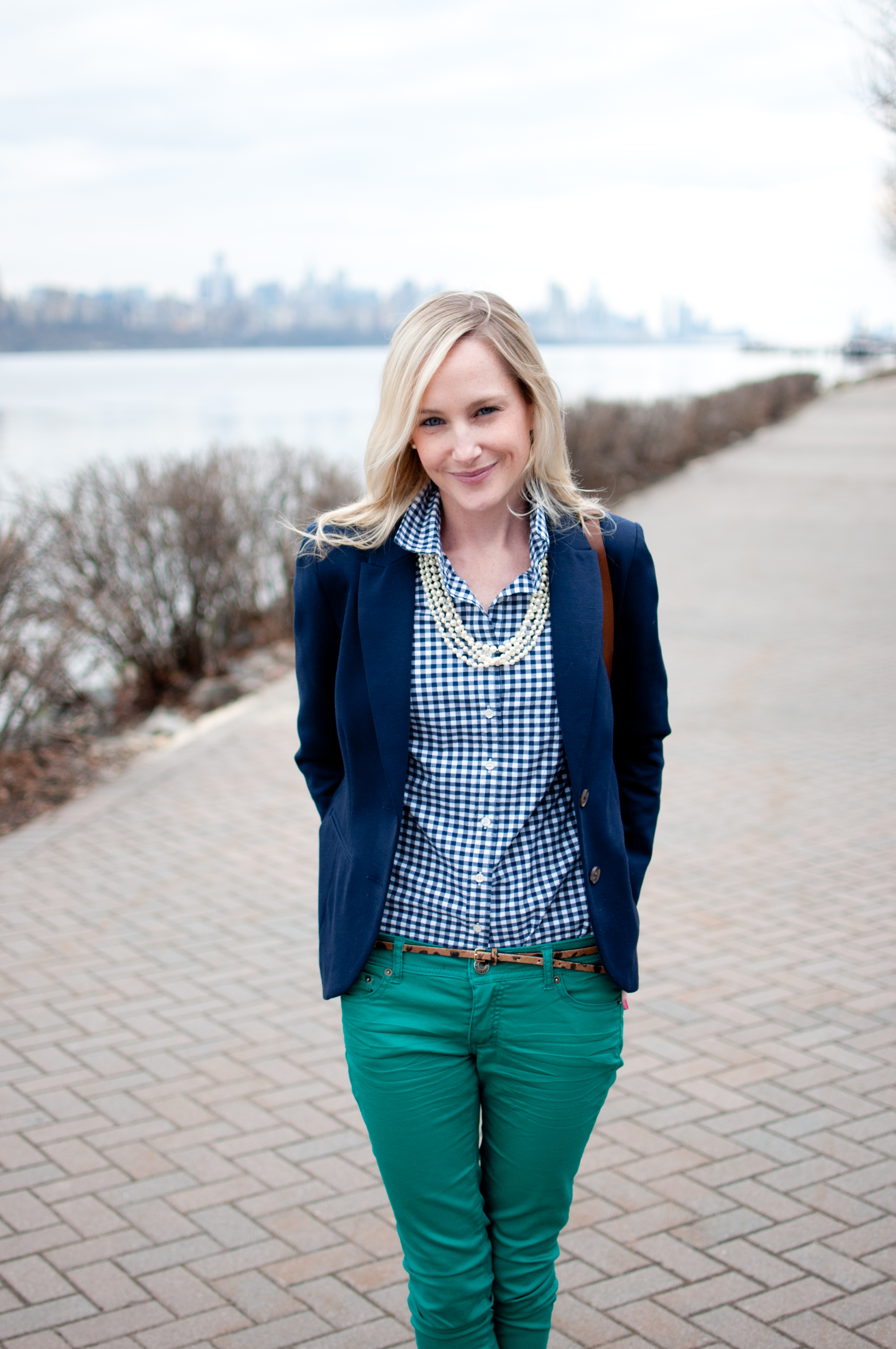 Navy Gingham Button-Down Shirt