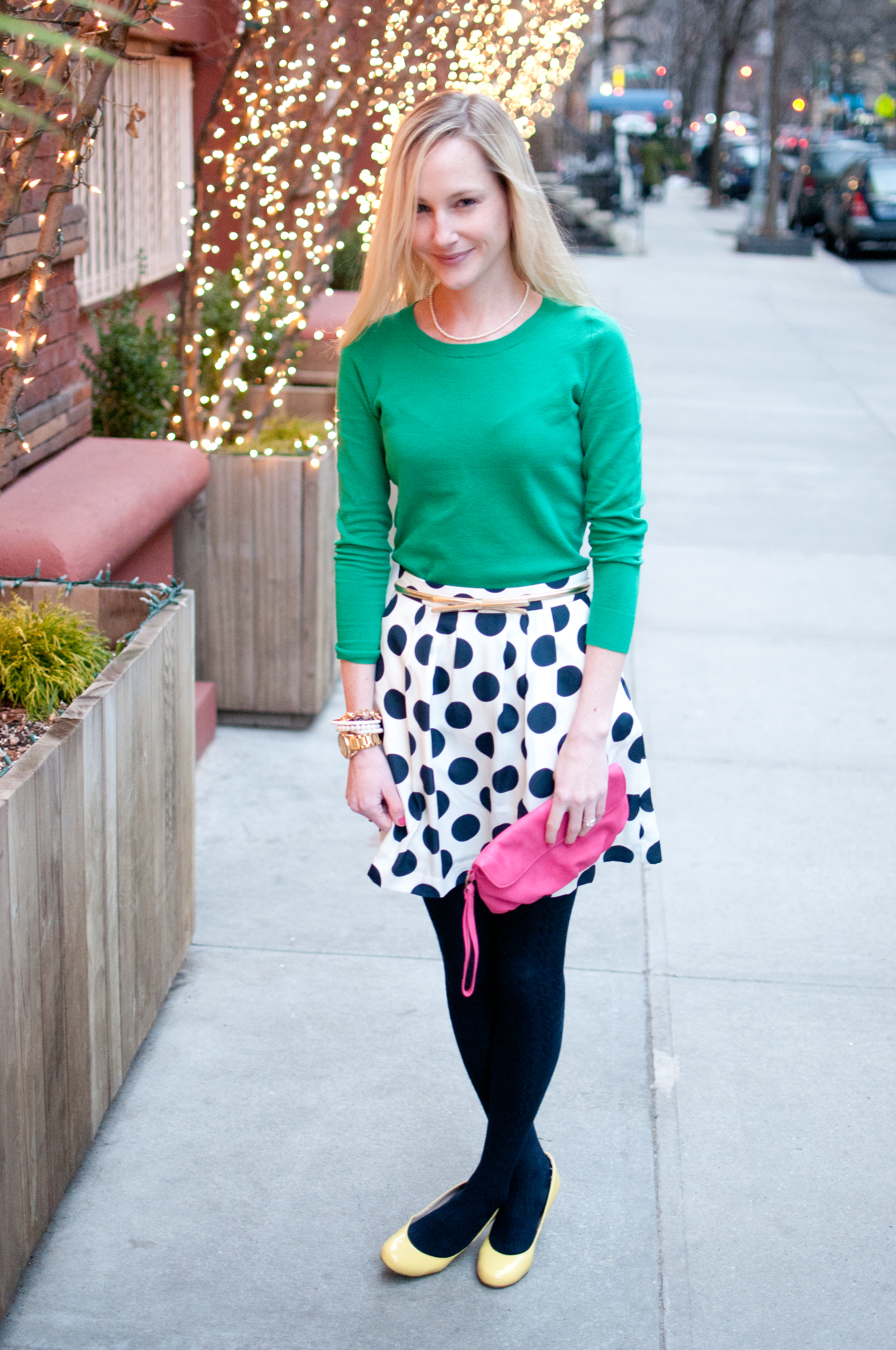 Green polka dot outlet skirt