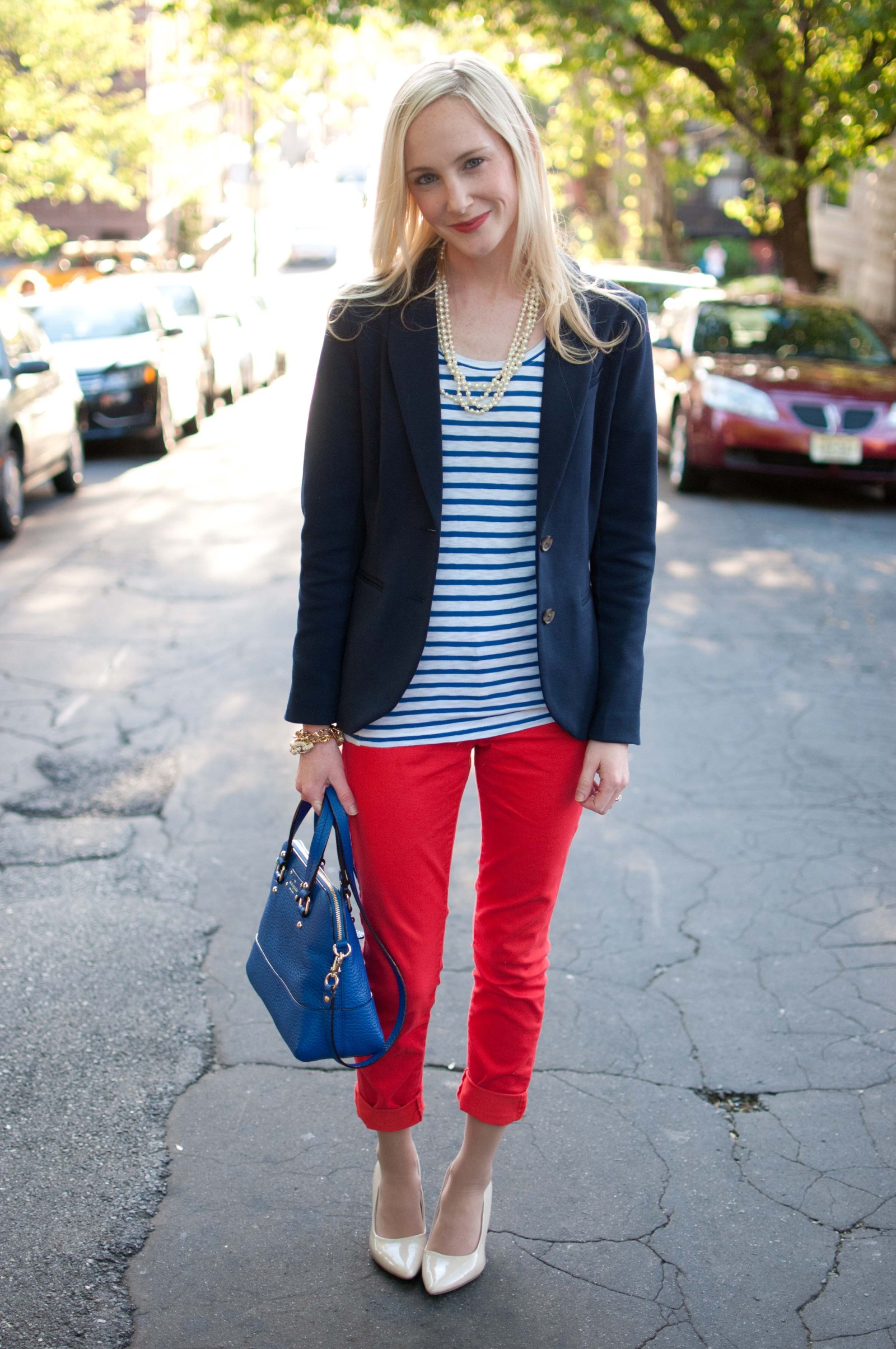 Going Nautical: Stripes, Blazers and Red Jeans