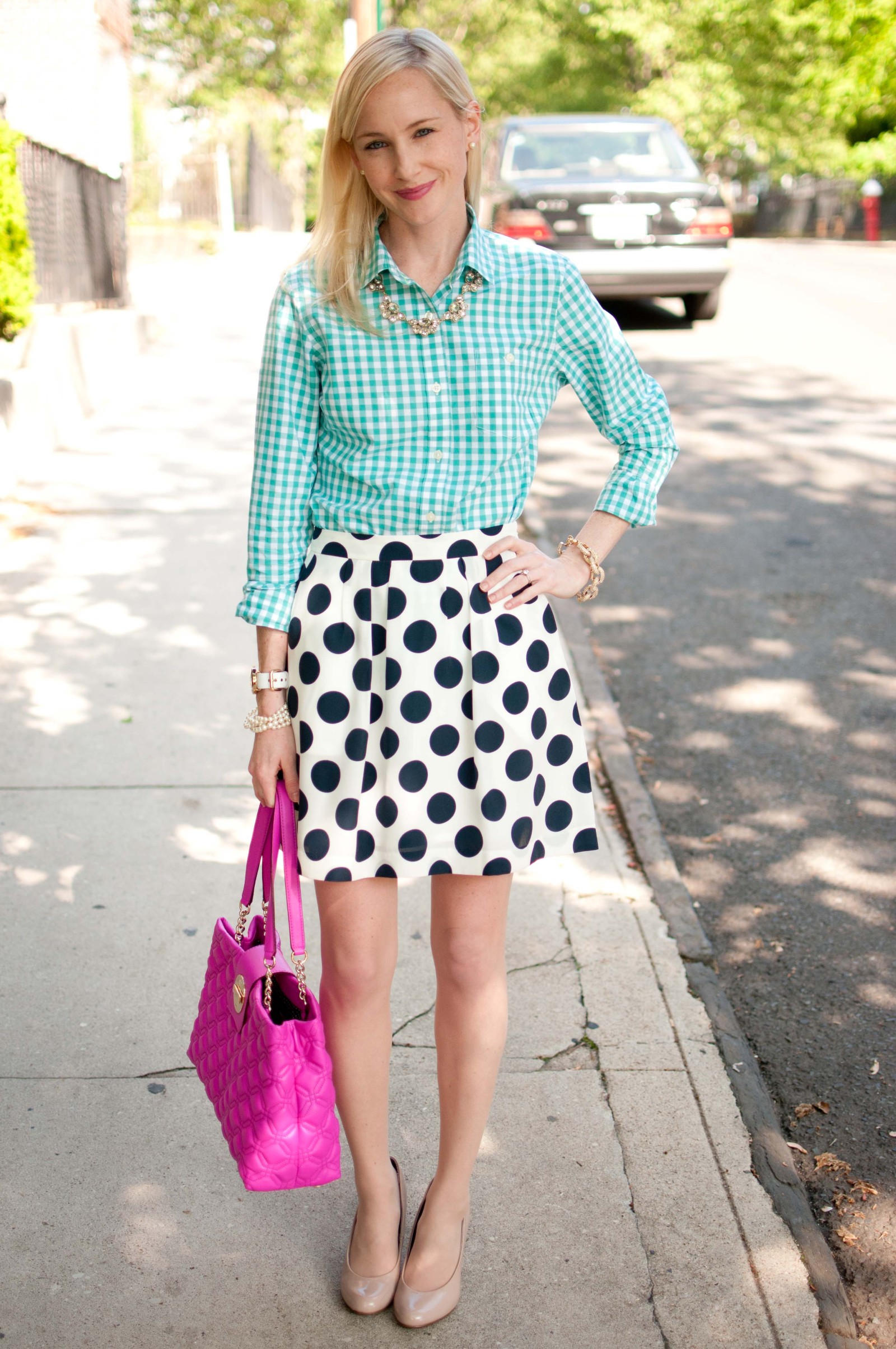 Gingham and Polka Dots for a Night Out with the Cousins