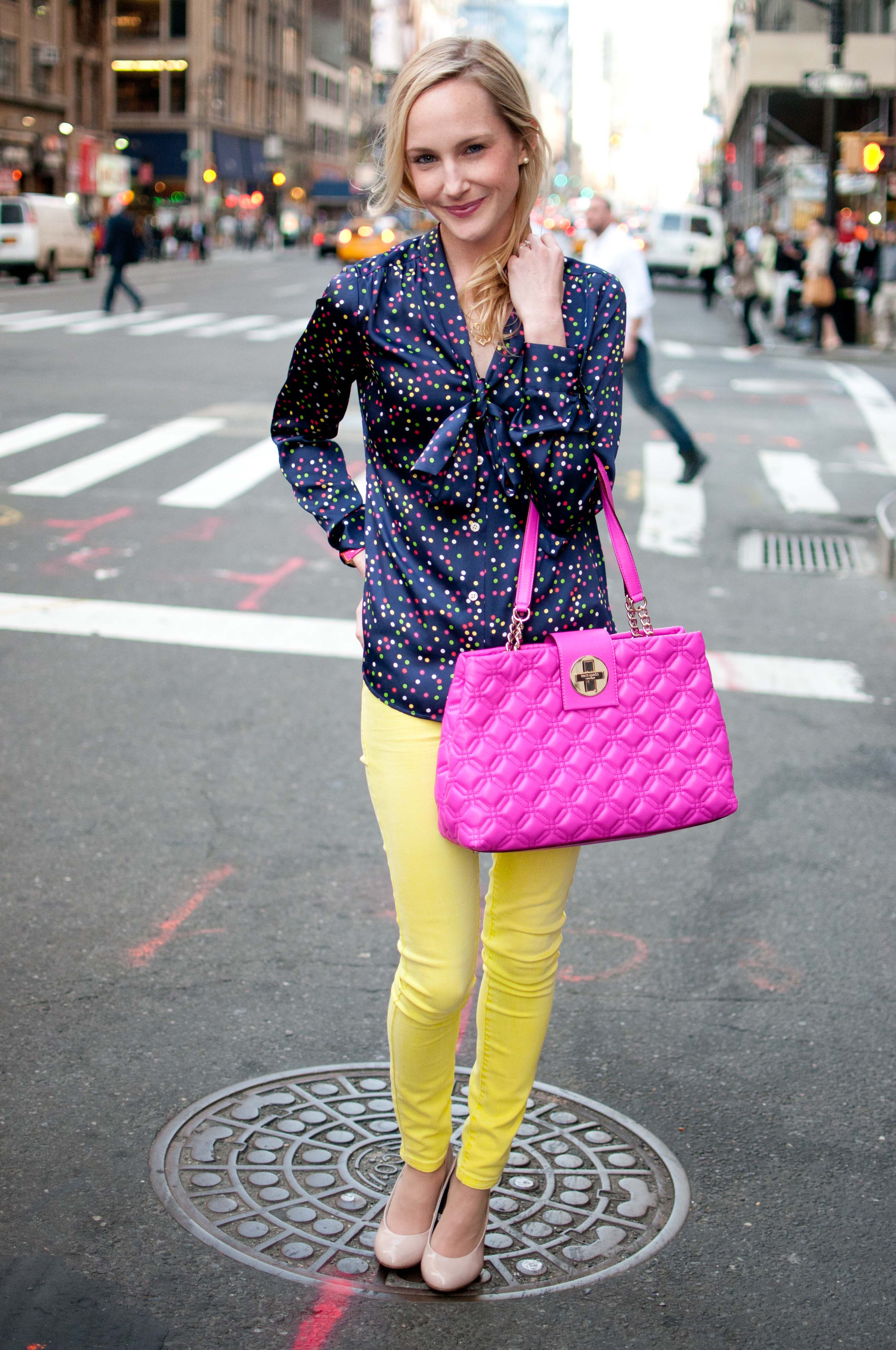 Waiting for the Weekend: Polka Dots and Bright Pink Pants