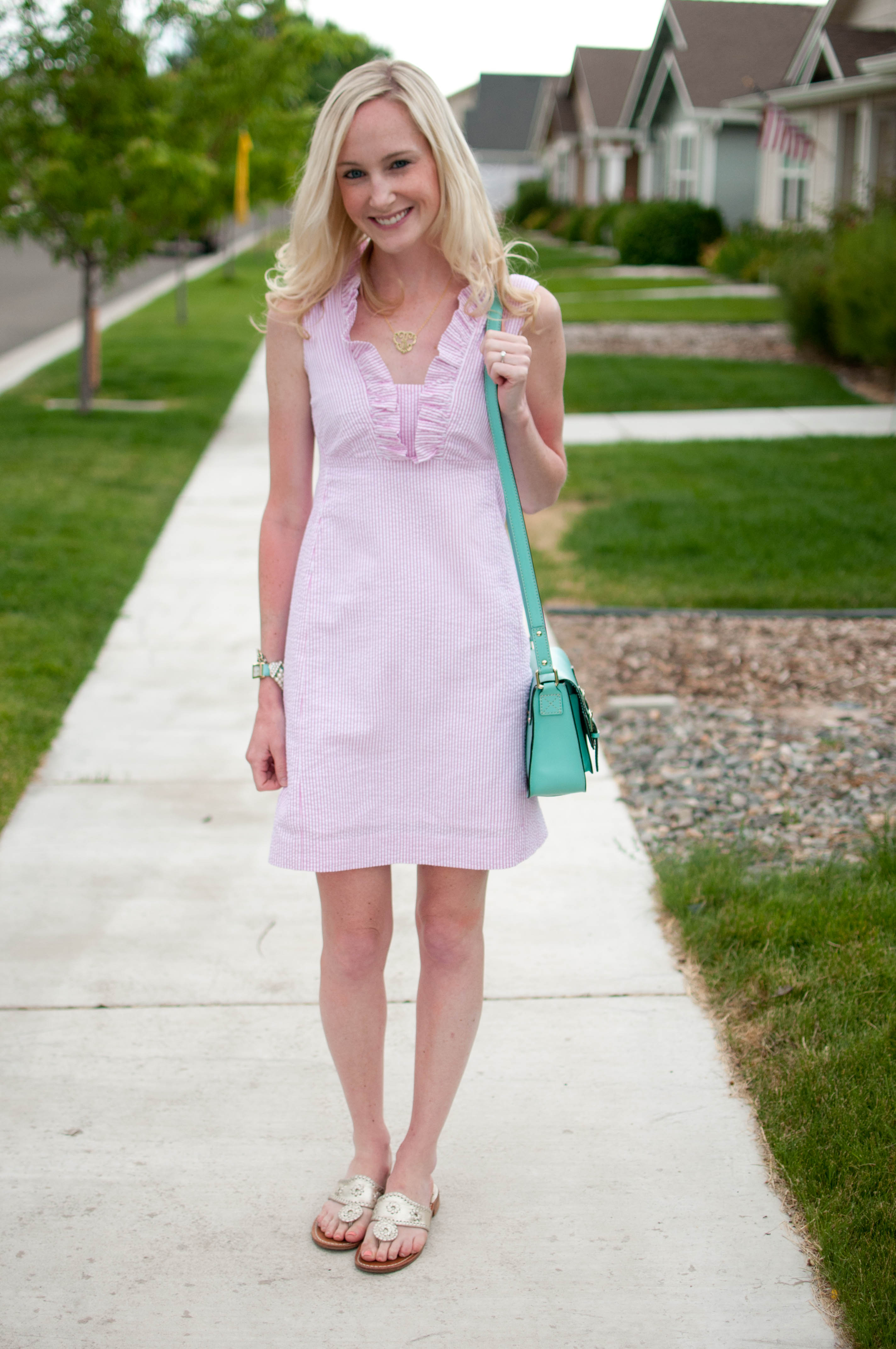 pink rehearsal dinner dress