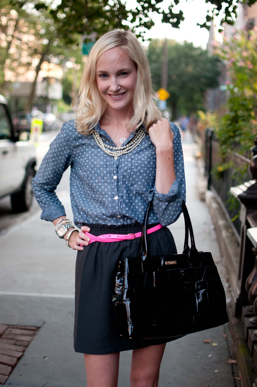 Nights on the Town: Chambray Skirts and Black Cinched Skirts