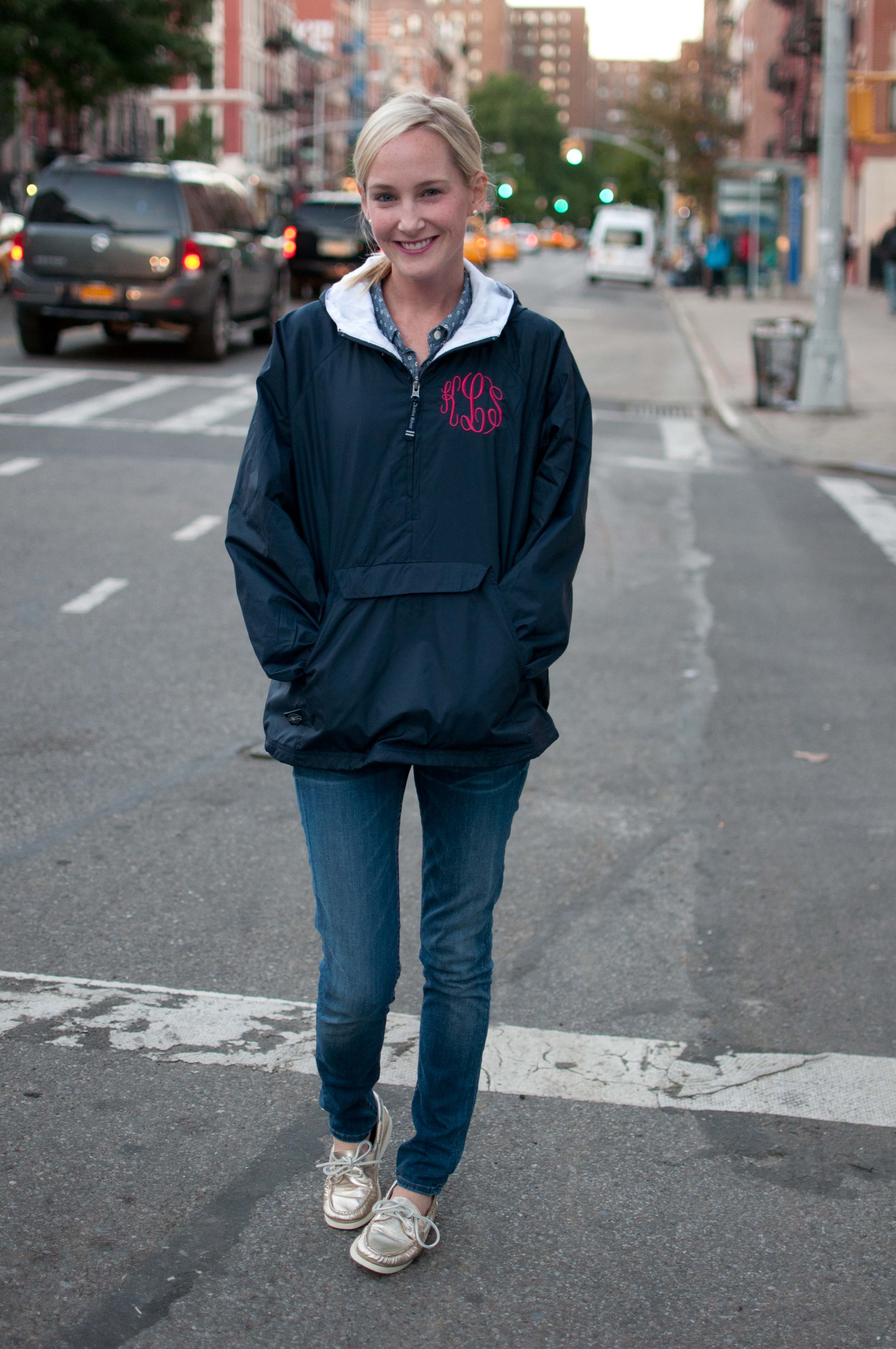 I've fallen for this adorable monogrammed anorak rain jacket