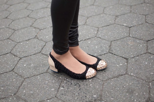 Fall Weekends in Manhattan: Comfy Tweed Flats and Faux Leather Leggings