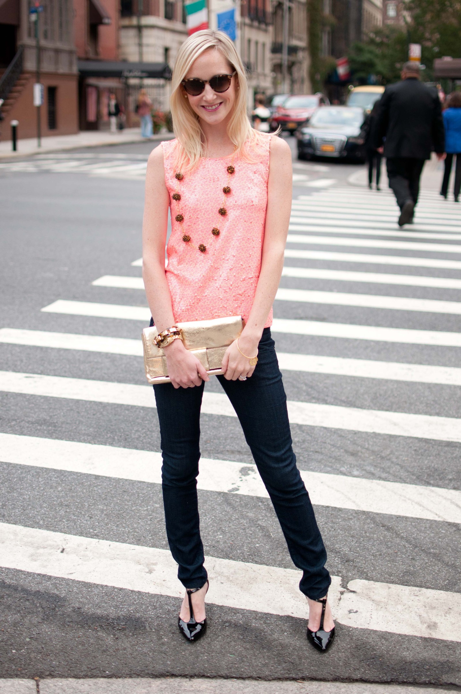 Upper East Side, NYC: Sequined Tops, Tiger's Eye Necklaces, and a Giveaway!