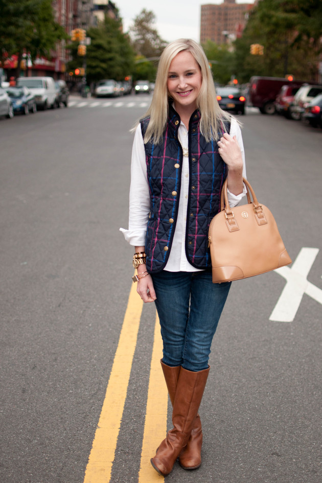 Joules Vests, Brown Boots, and Oxford Shirts in the City