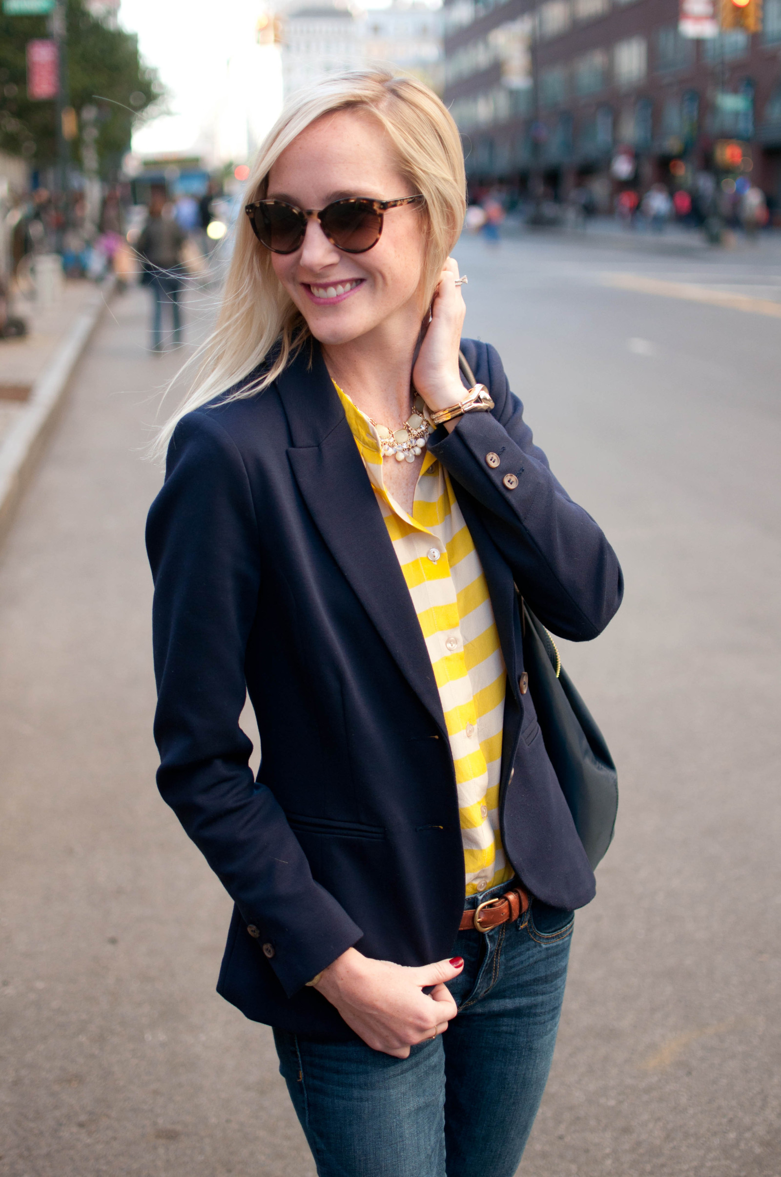 Preppin' it in Union Square: Yellow Stripes, Tortoise Penny Loafers and ...