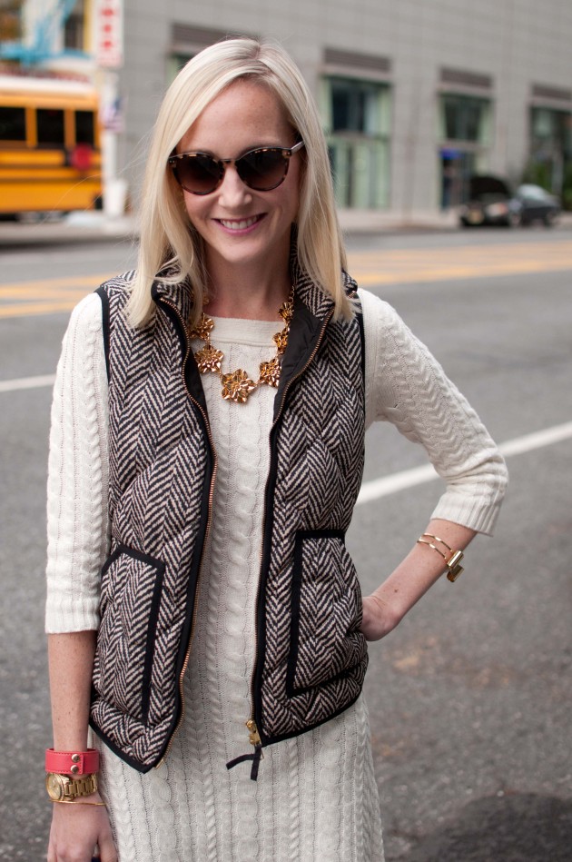 Chilly Fall Days in NYC: Sweater Dresses, Leggings, and Pops of Cobalt