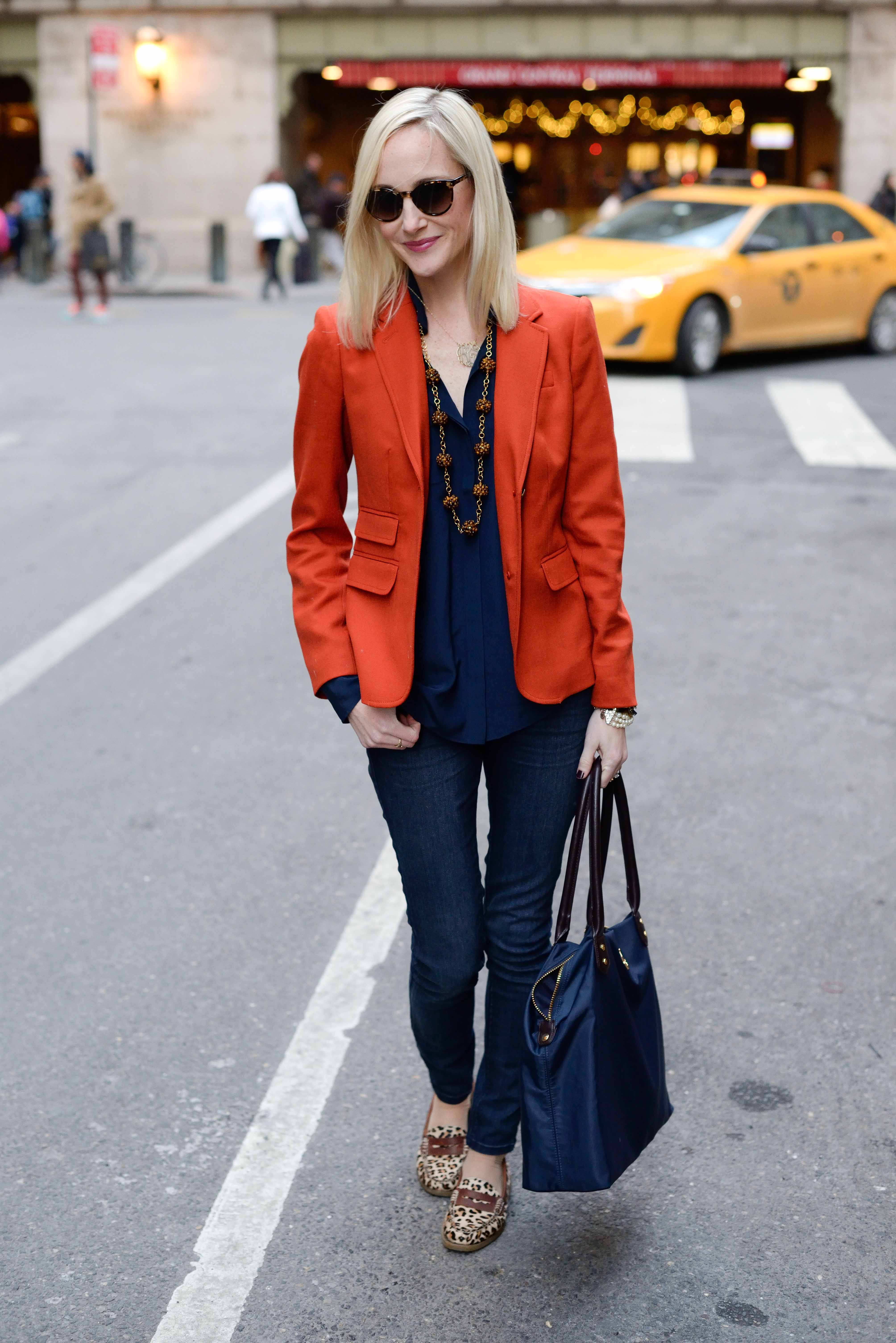 Orange blazer clearance outfit