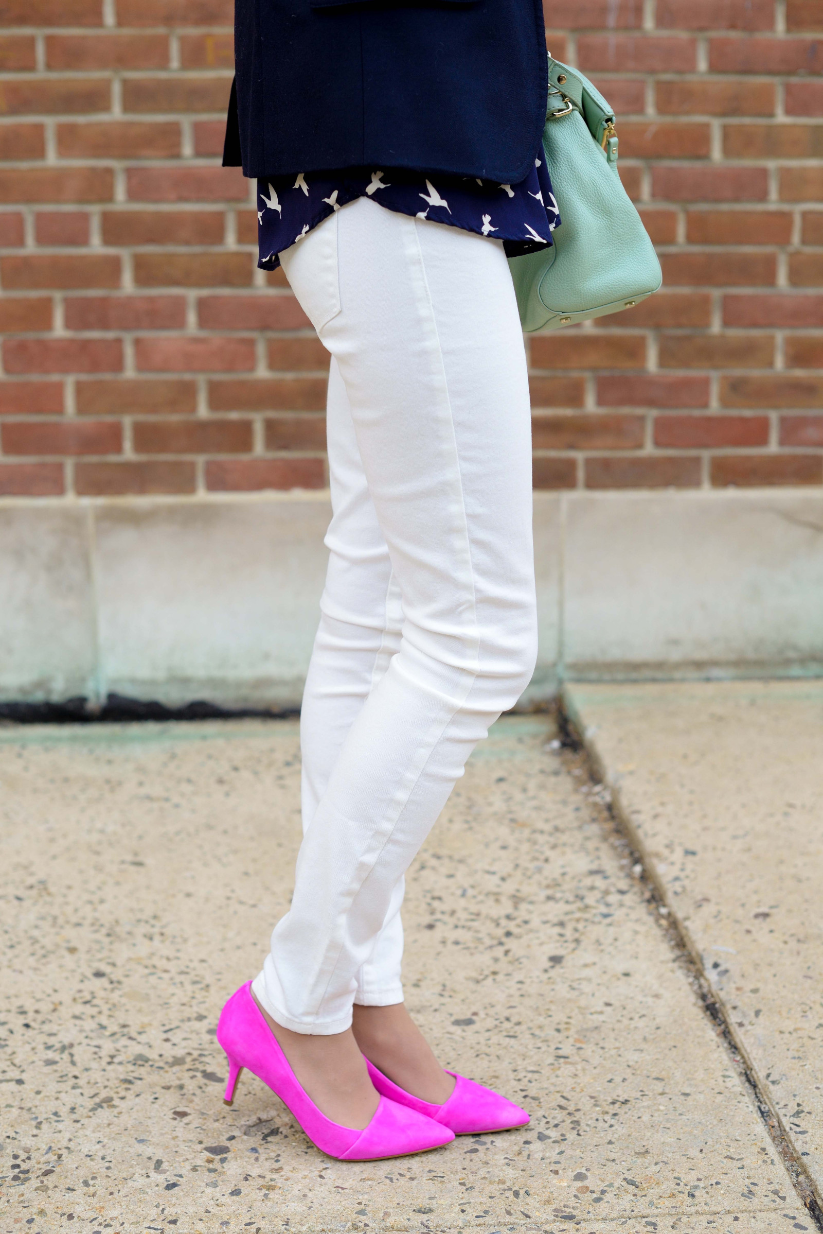 Between-Seasons: White Jeans + Layers