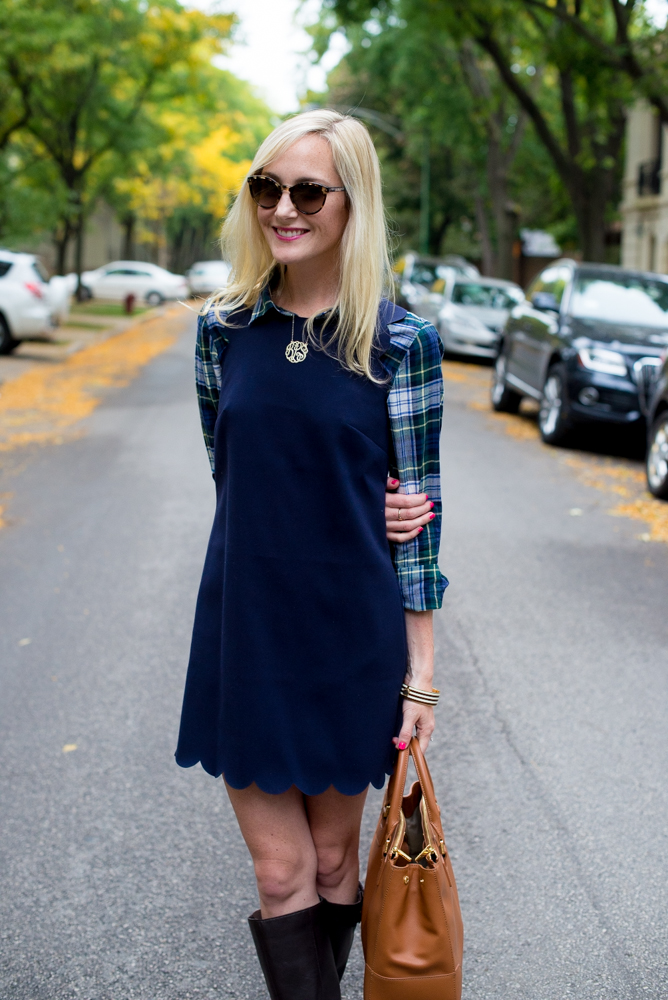 J crew navy scalloped sales dress