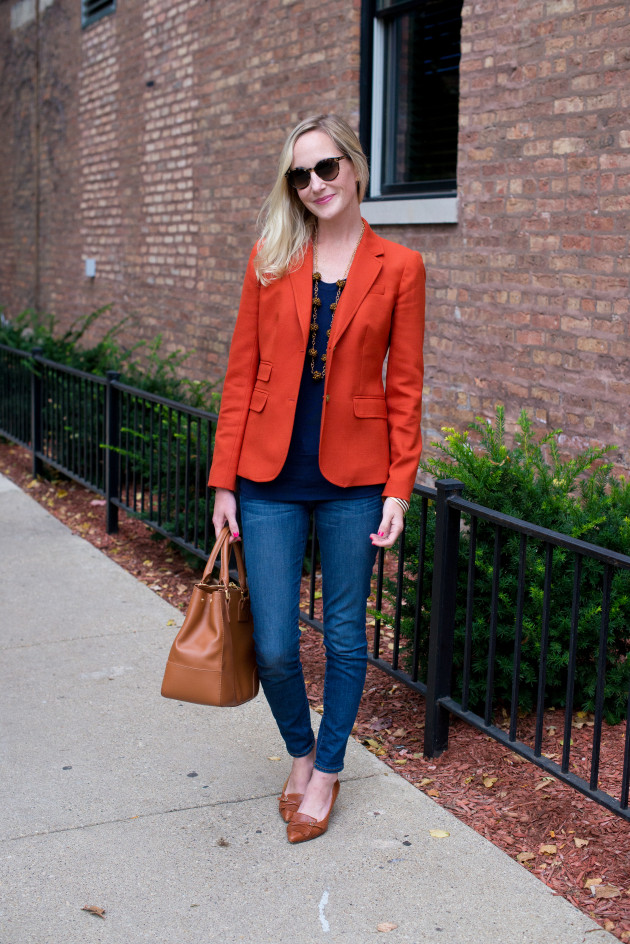 Orange Blazers, Navy Sweaters and Kiltie Pumps