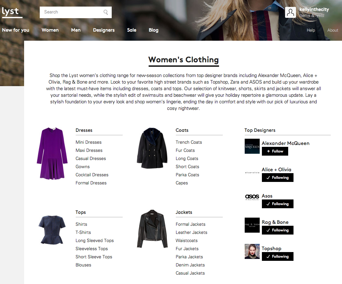 lyst categories