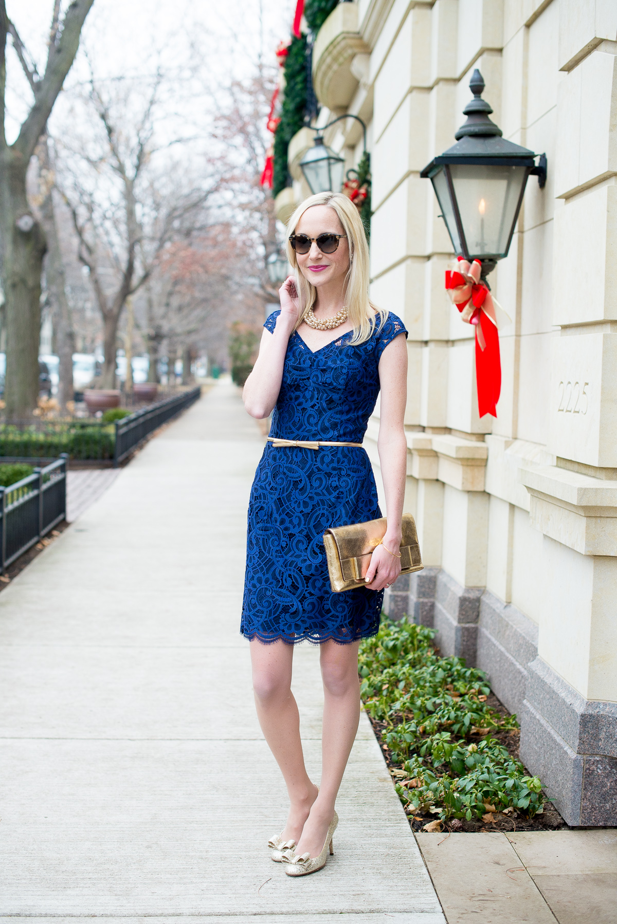 Lilly pulitzer navy clearance blue and gold dress