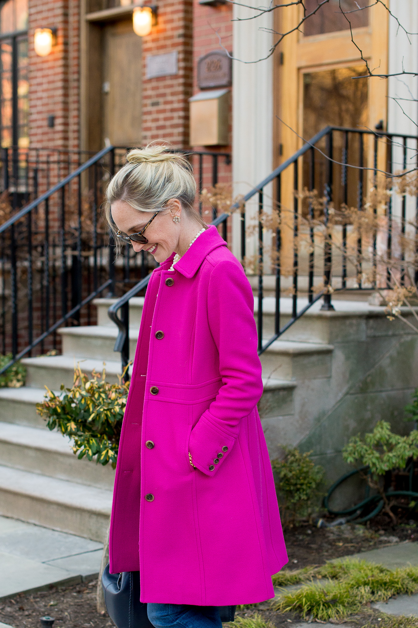 J crew lady store day coat pink