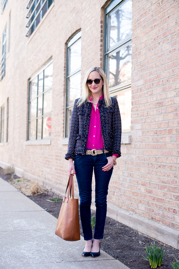 Navy tweed blazer-100