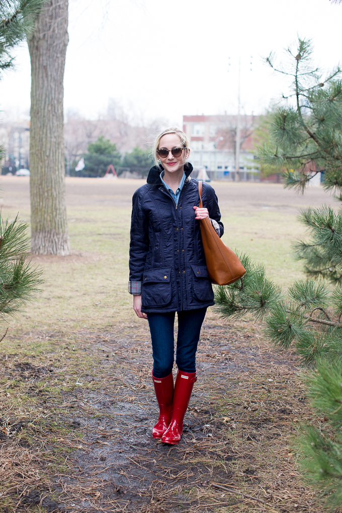 short red hunter boots