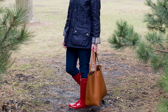 red hunter boots tall