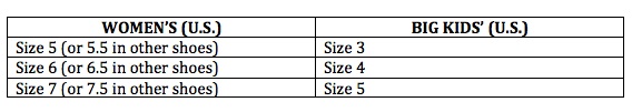 Hunter Shoe Size Chart