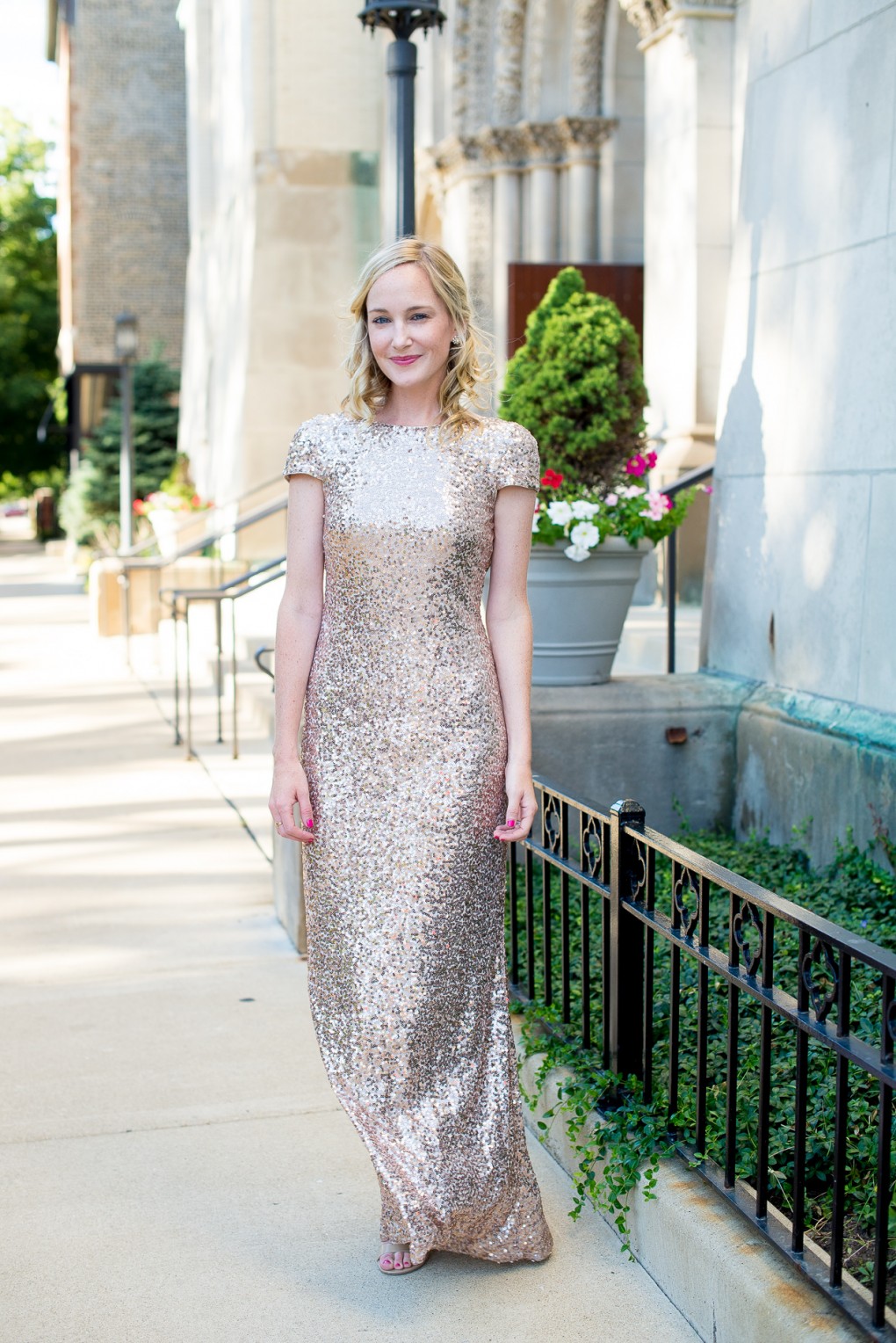 Rent the Runway's Blush & Gold Badgley Mischka Sequined Gown