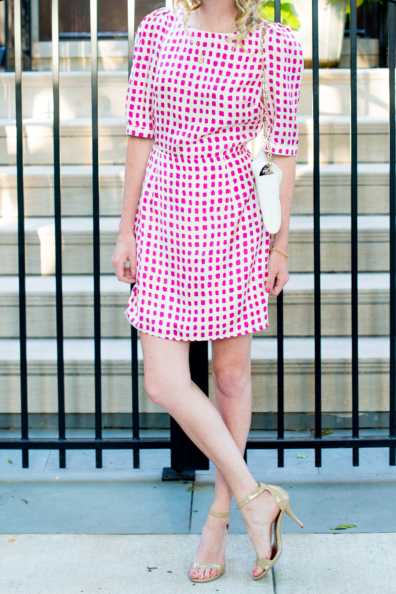 Harlyn Hot Pink Dot Dress-5