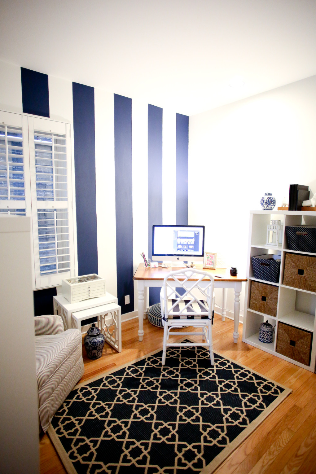 Navy Striped Wall