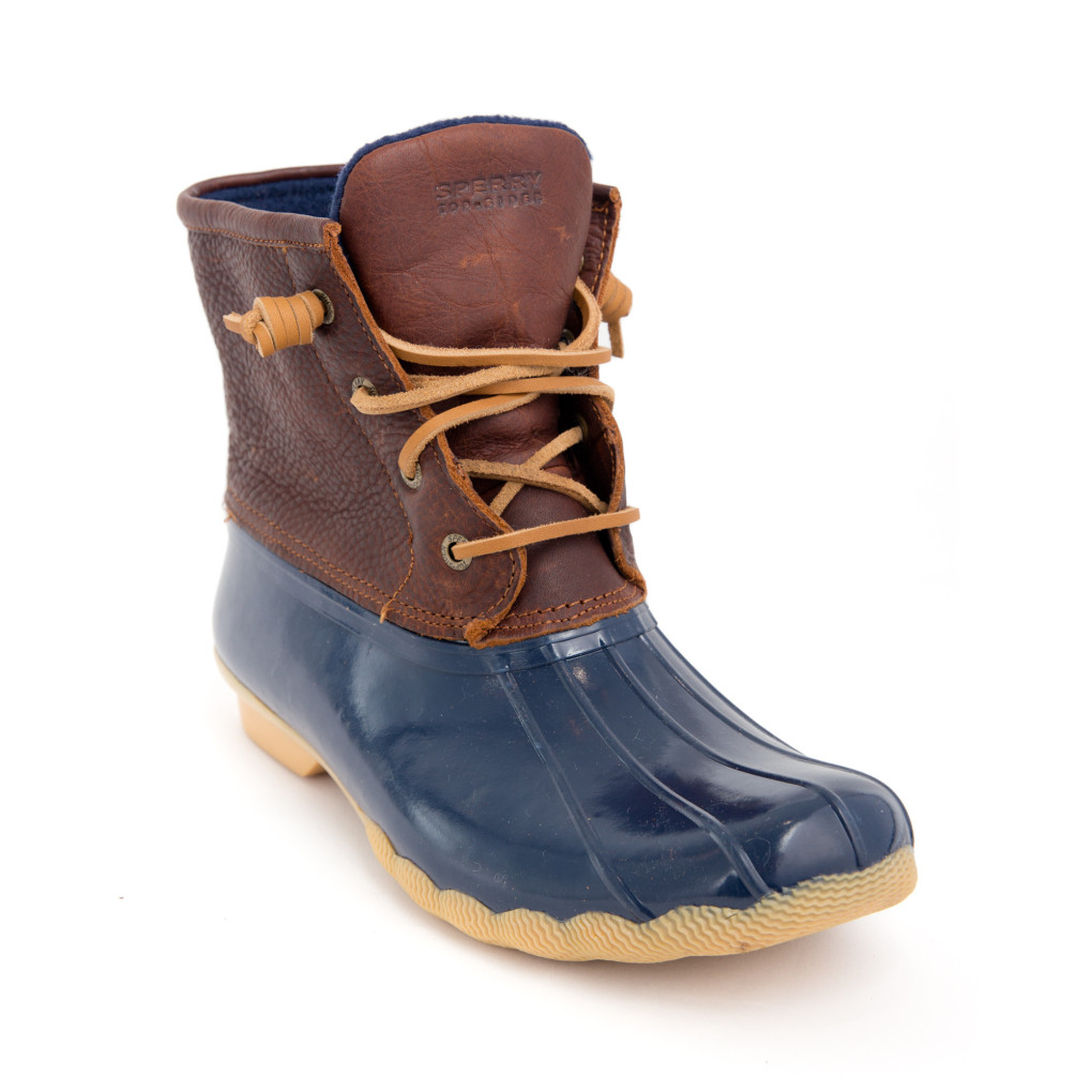 sperry duck boots navy and tan