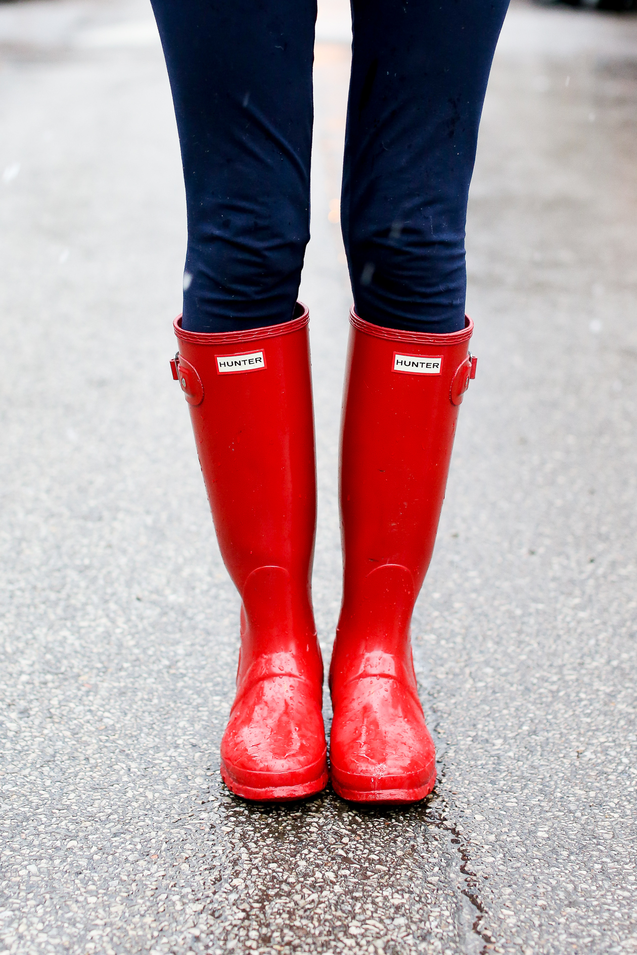 navy blue and red field boots