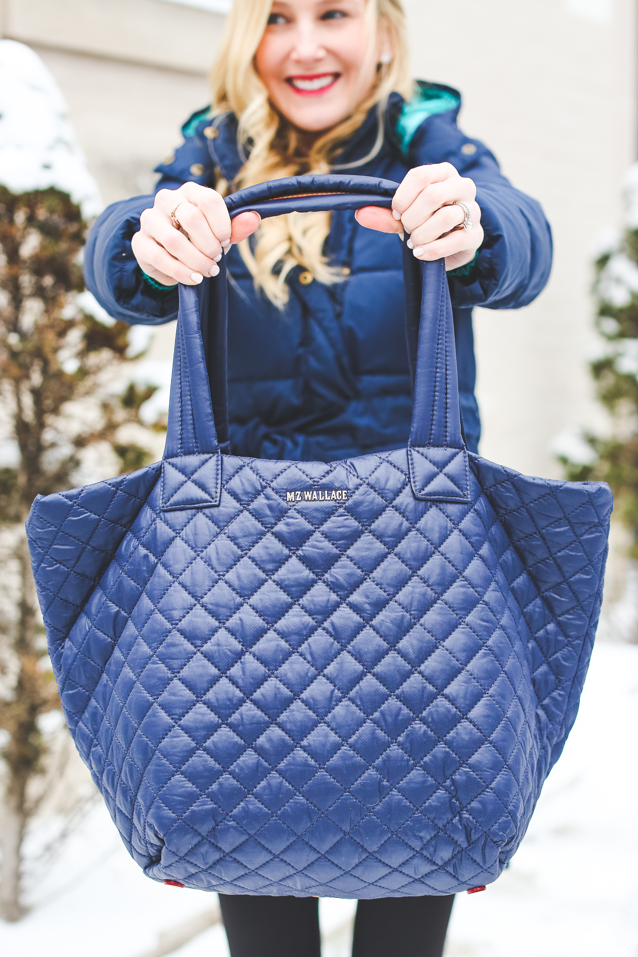 MZ Wallace Quilted Tote Navy-2