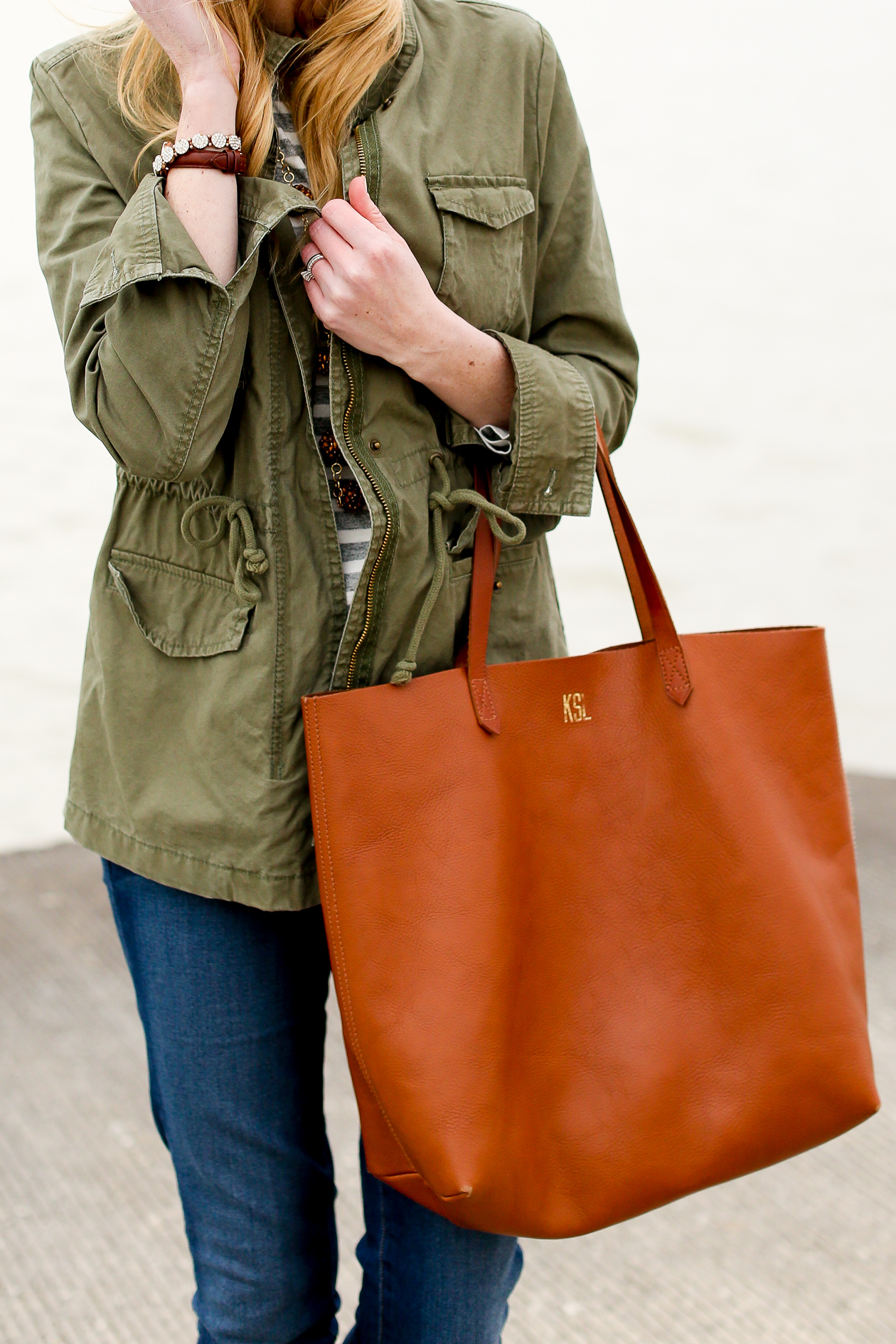 Draped Trench Vest + Madewell Medium Transport Tote - Katie's Bliss