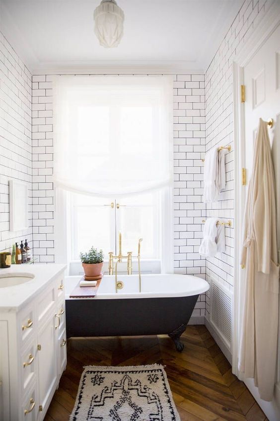 Industrial Bathroom Inspiration: Black, White + Brass - Kelly in the City