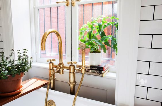 Industrial Bathroom Inspiration: Black, White + Brass - Kelly in the City