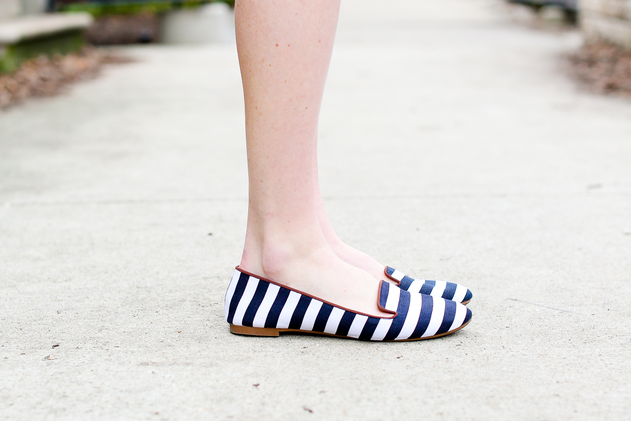H&M Navy and White Striped Flats-34