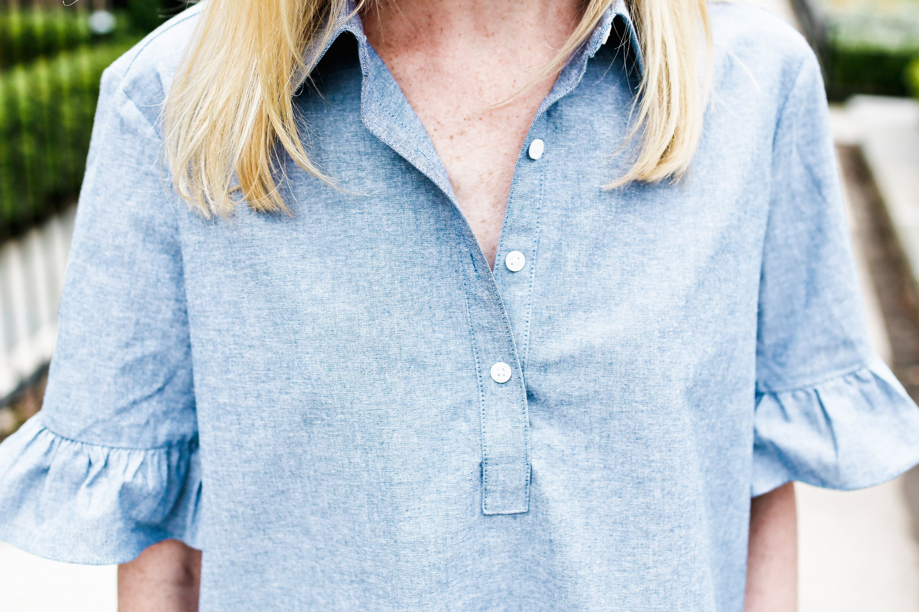 Chambray Ruffled Top 