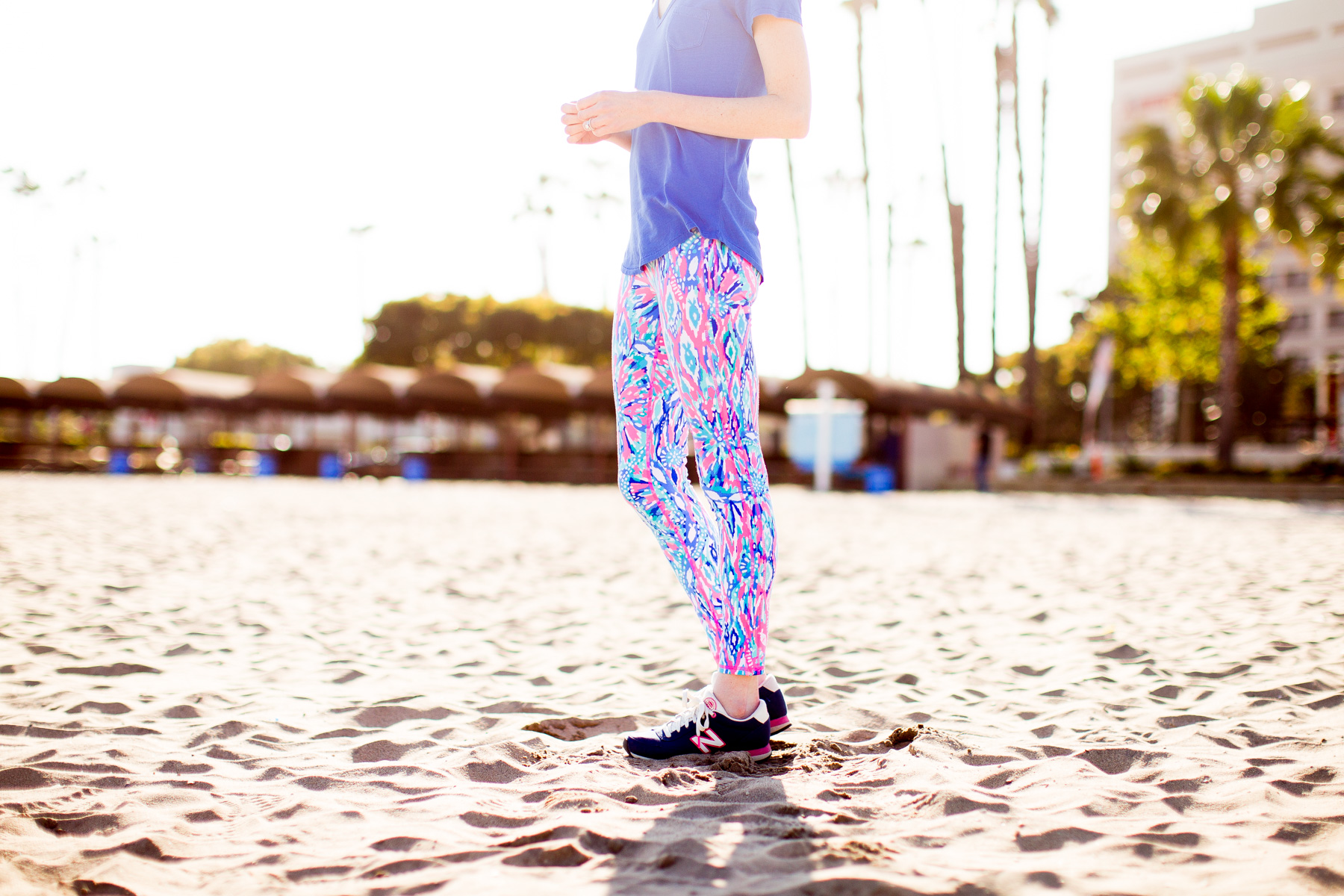 Lilly Pulitzer Capri Blue Leggings Exercise Yoga Luxletic Pants Women's XS  EUC!