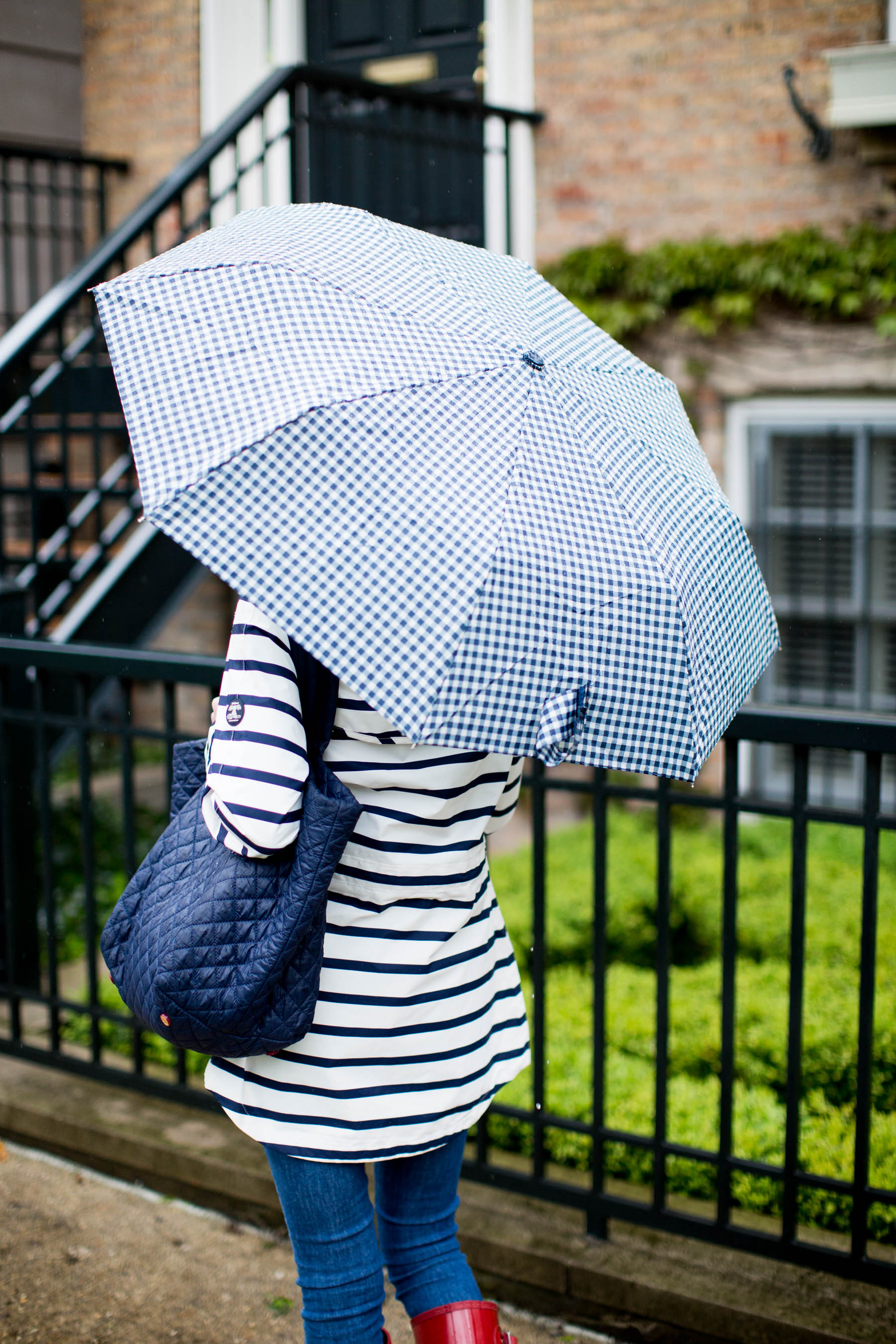 Barbour Trevose Stripe Raincoat Kelly in the City