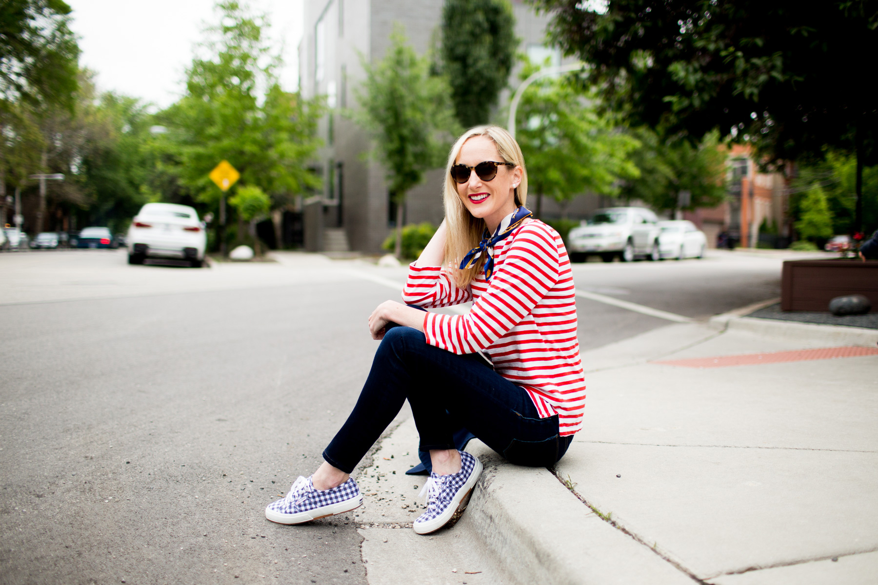 Red sale gingham sneakers