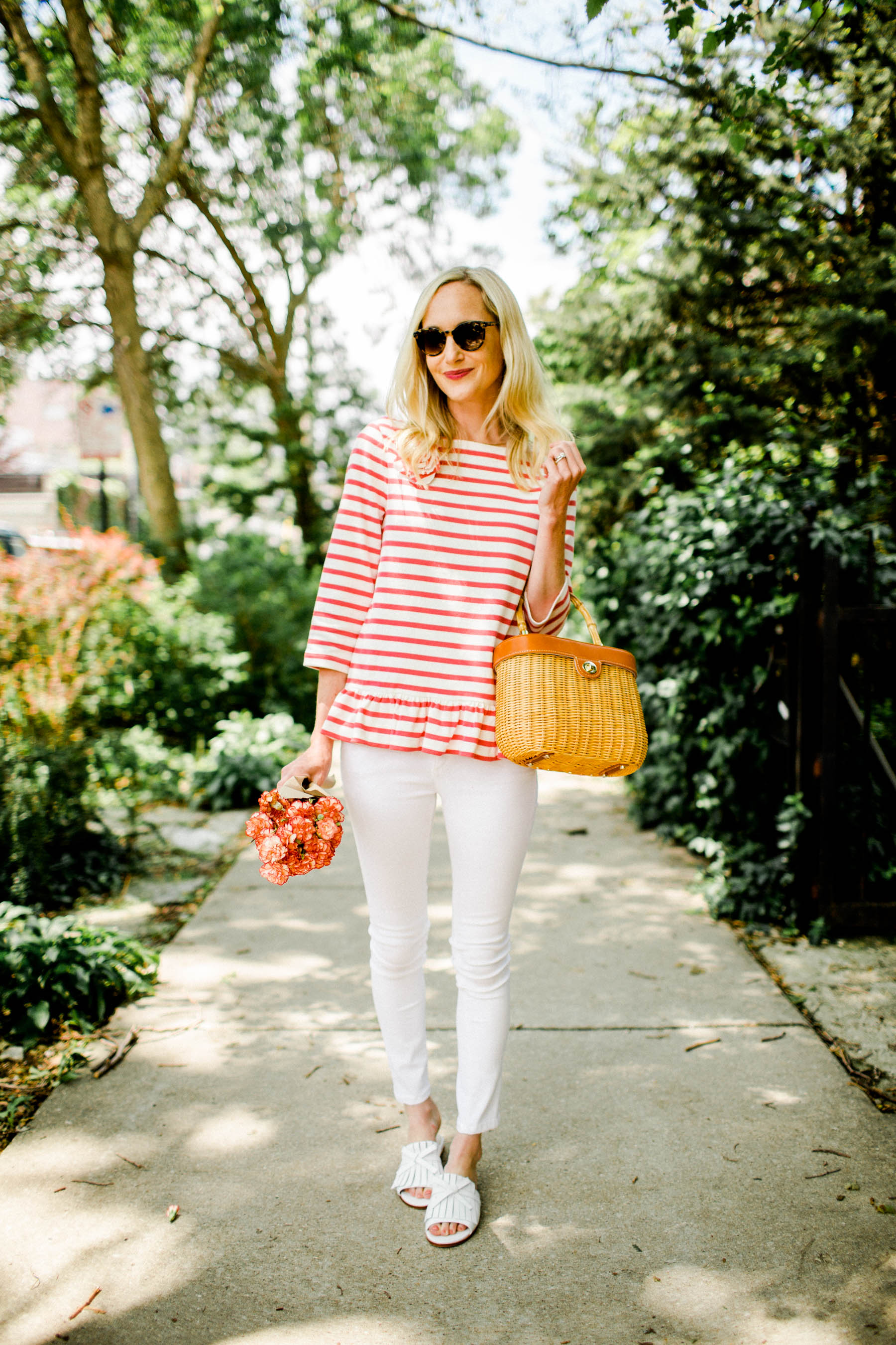 stripe corsage tee KATE SPADE NEW YORK