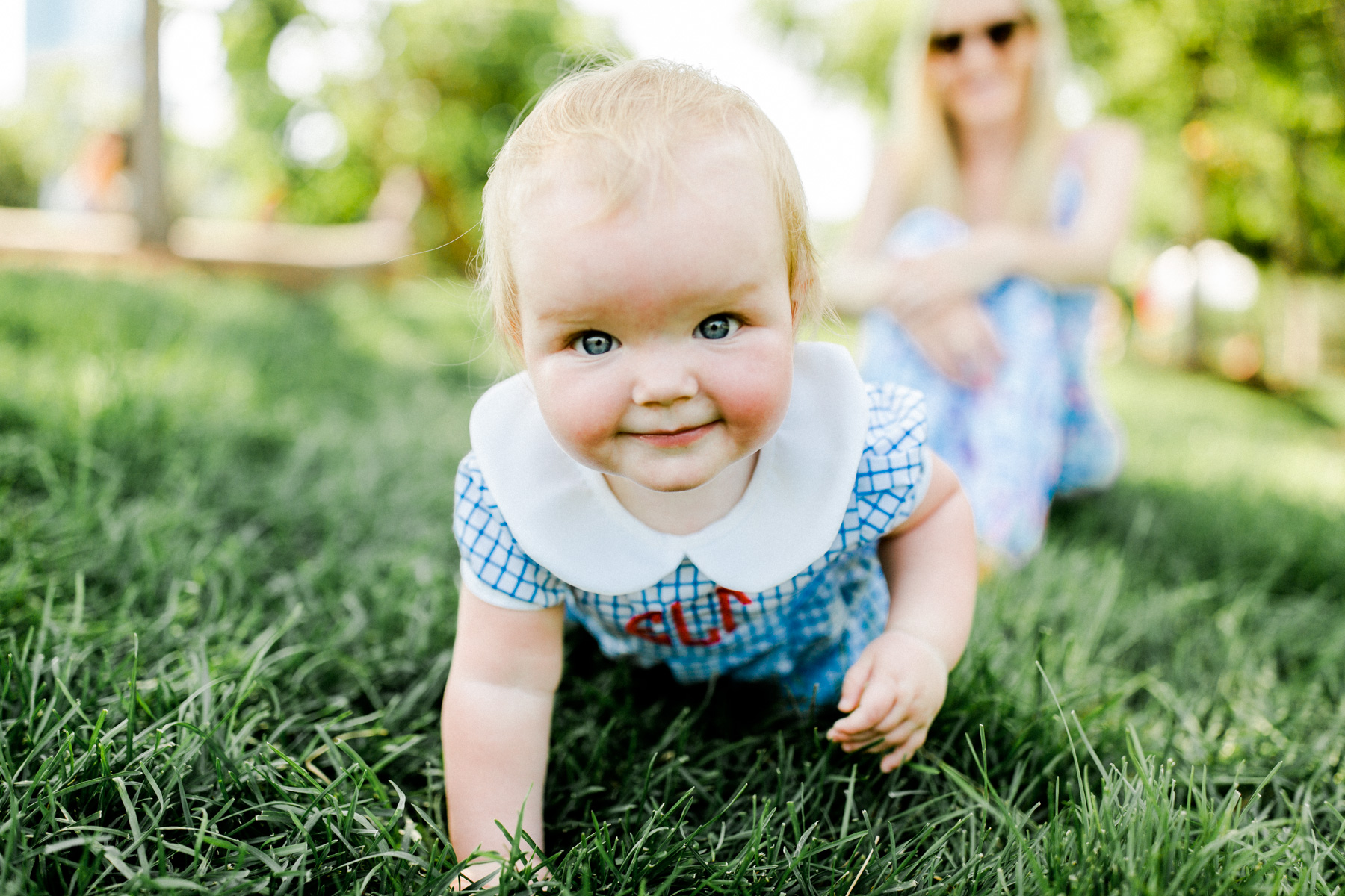 Cute baby crawling