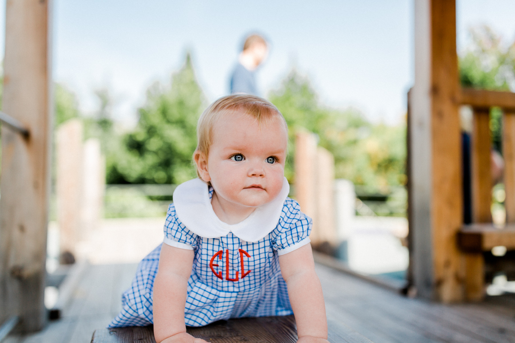 Preppy baby playing at the Park in Chicago