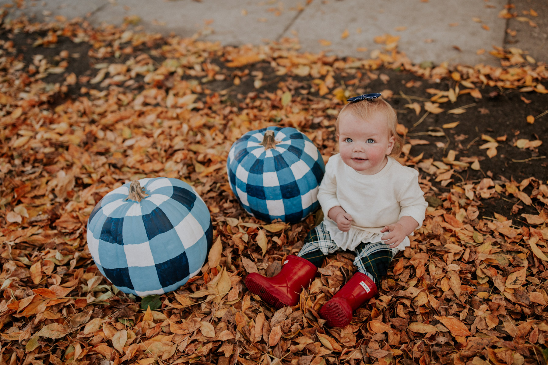 Baby Emma and Gingham Pumpkins 