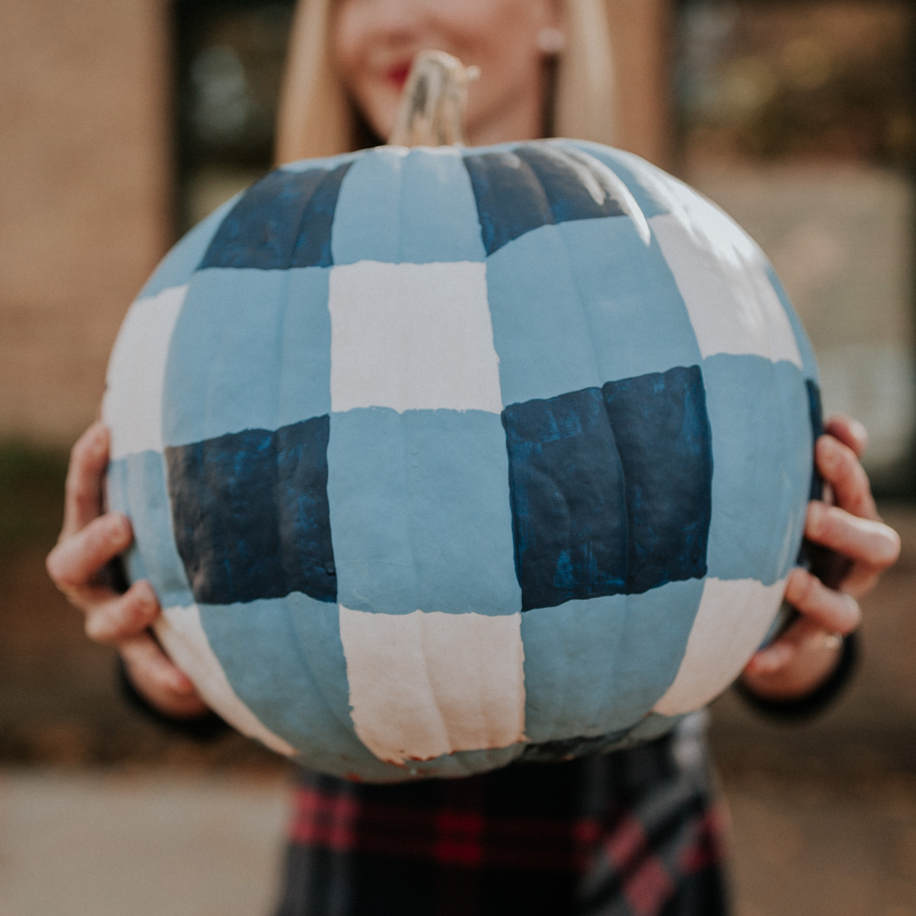 DIY Gingham Pumpkins Tutorial: How To Paint Gingham Pumpkins