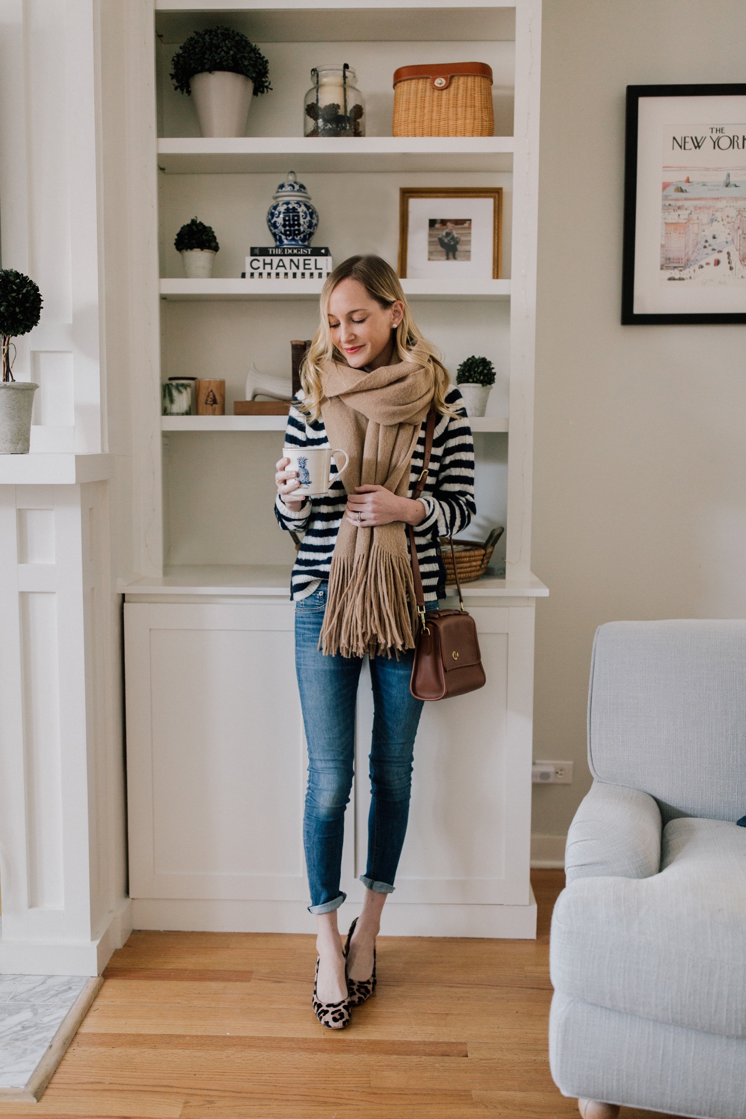 black and white striped sweater outfit