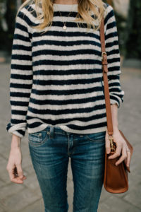 Favorite Sweater: Soft Navy Striped Sweater - Kelly in the City