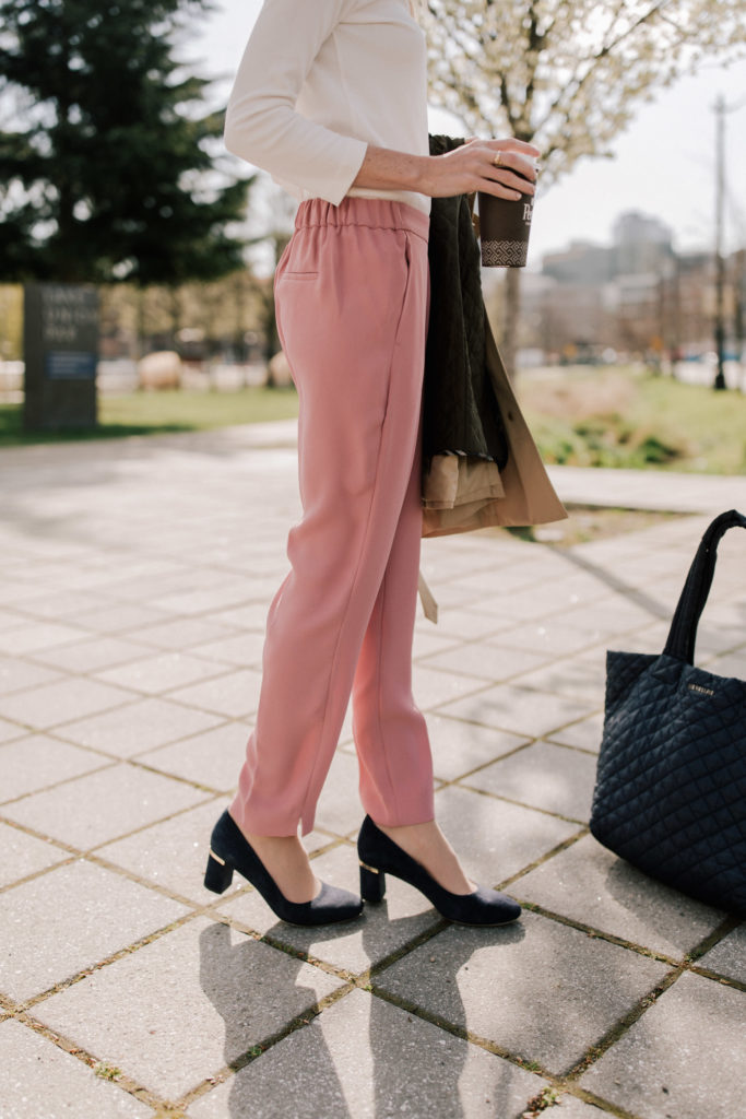 j crew pink velvet pants