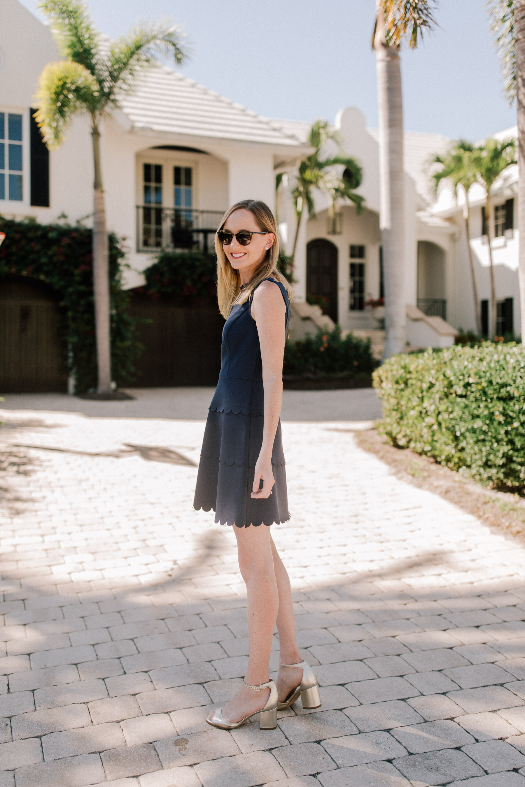 Navy scalloped dress best sale