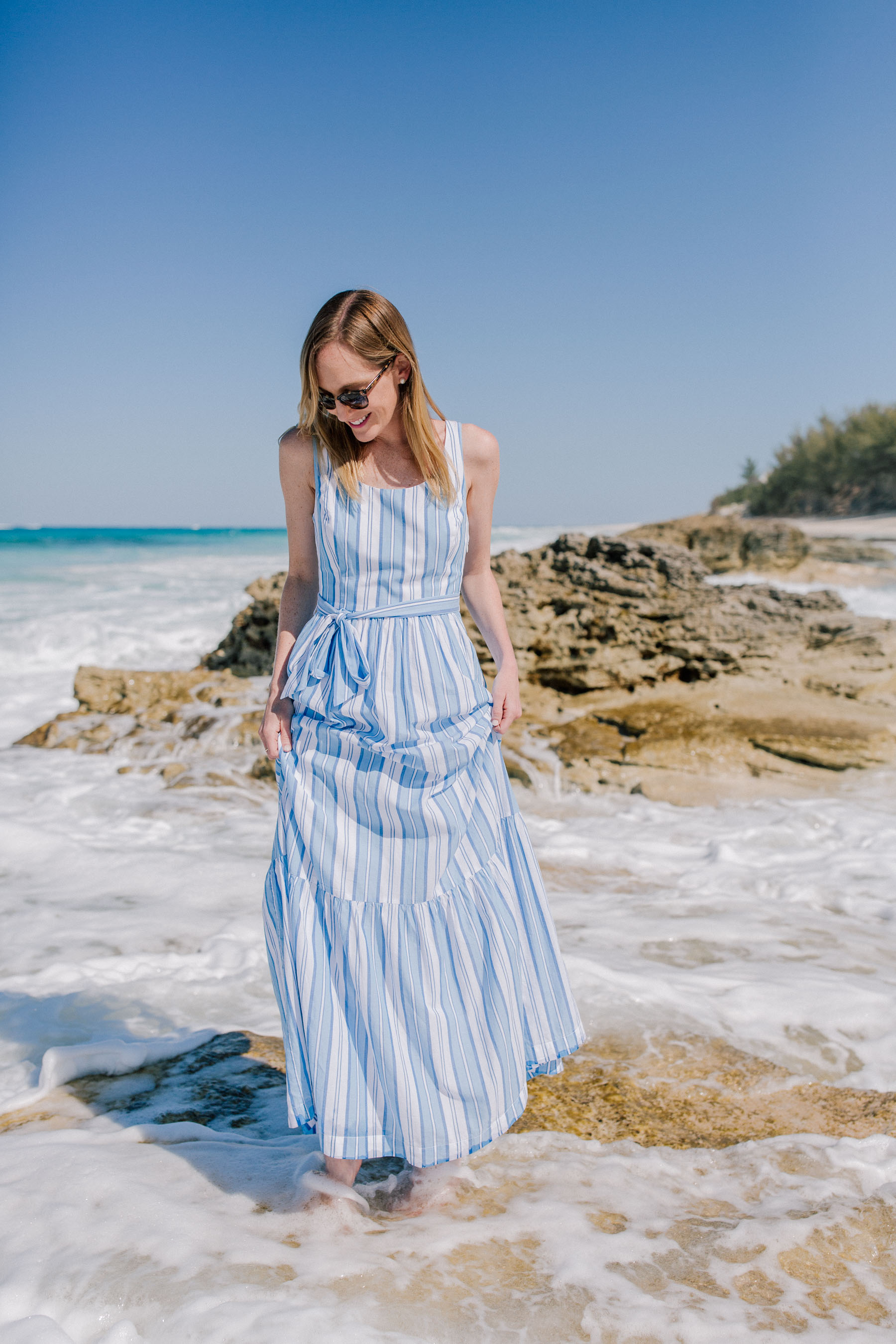 Cutest Striped Maxi on Sale - Preppy Style Blogger Kelly in the City