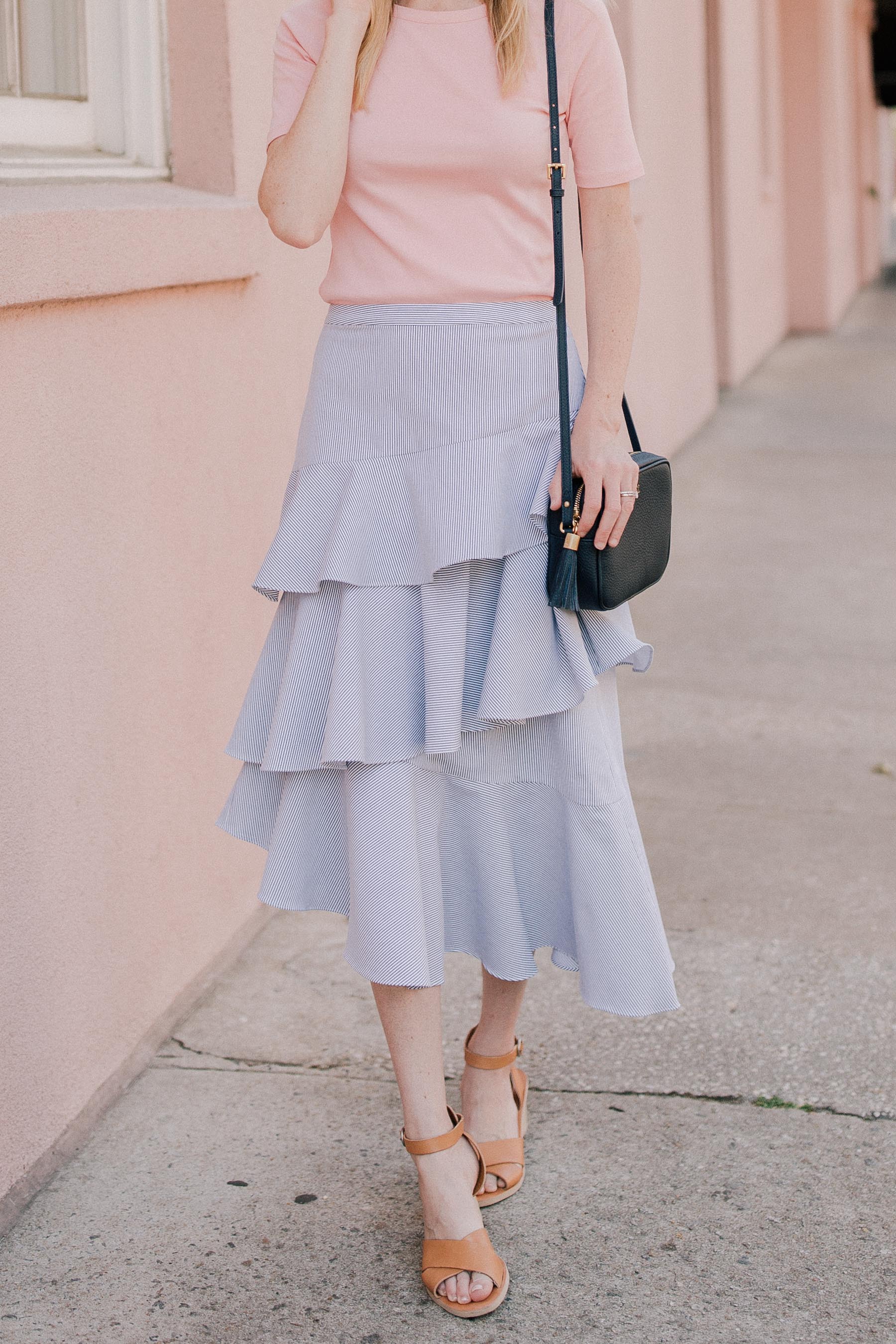 gorgeous blue ruffle pleated skirt